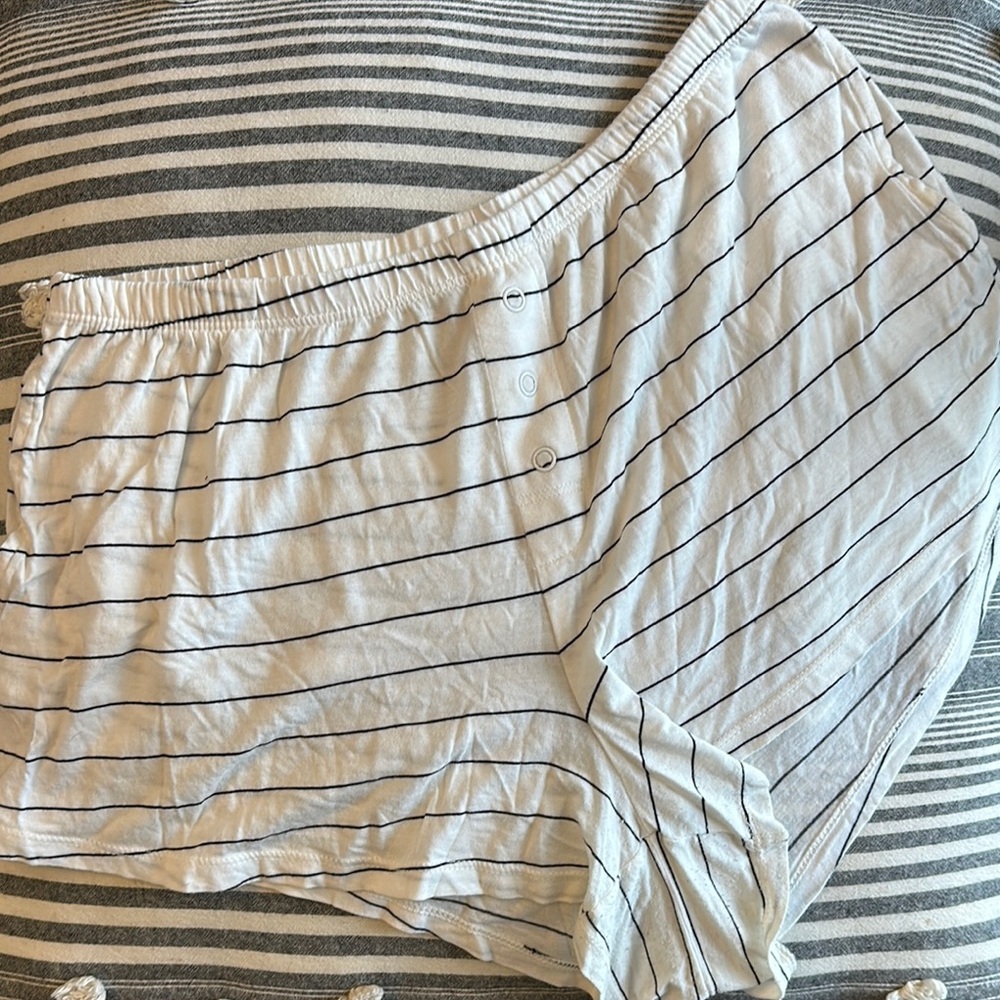 Striped White and Black Pajama Shorts